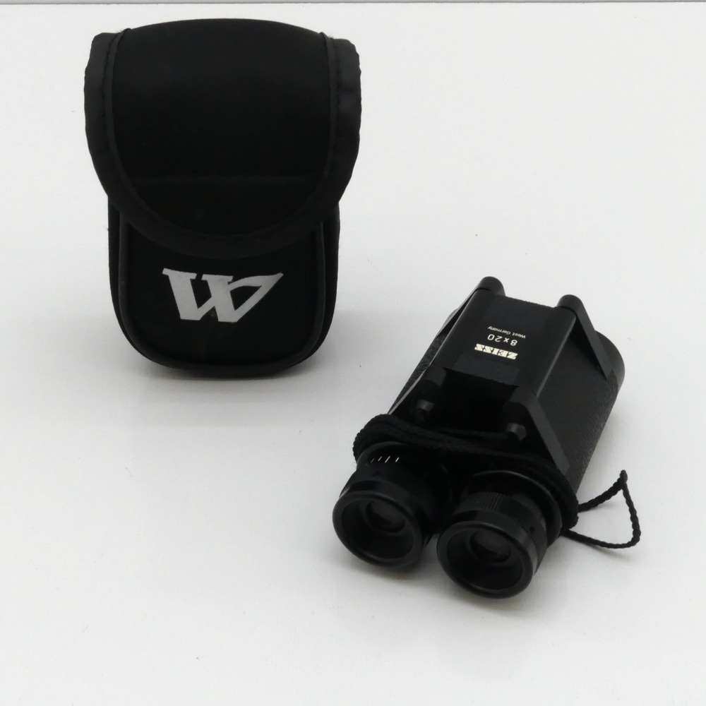 Zeiss 8x20 Compact Pocket Binoculars West Germany with Case Vintage Travel Black